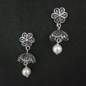 Jhumka Silver Pearl