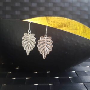 Leaf Imprint - Silver Filigree earrings