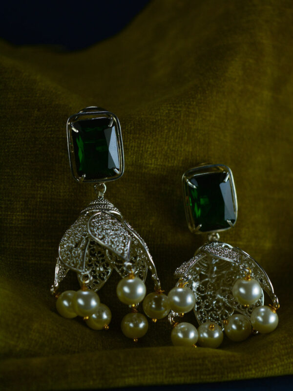 Lotus Crystal & Pearl Earrings - Image 5