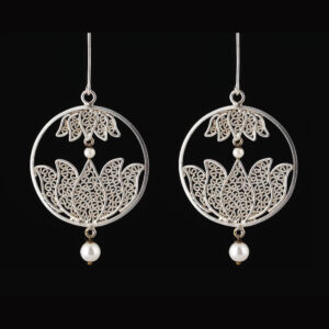 Lotus Pearl Circular Earrings
