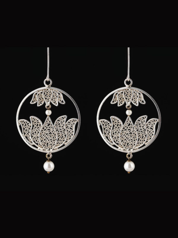 Lotus Pearl Circular Earrings