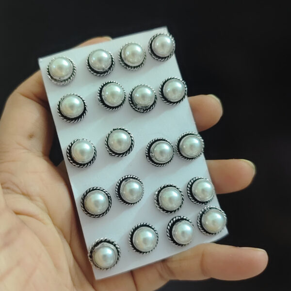 MAYA Silver Plated Pearl Stones Stud Earrings