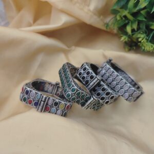 MEHVEESH Silver Replica Square Bangles-1