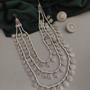 Oxidised 3 layer Necklace Earrings Set-1