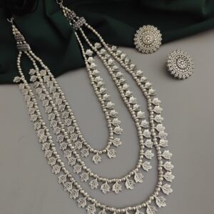 Oxidised 3 layer Necklace Earrings Set-2