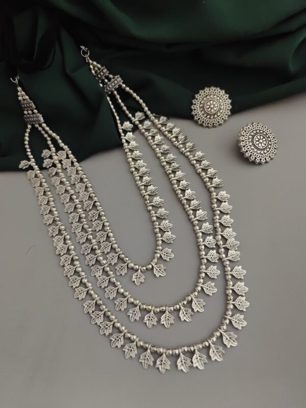Oxidised 3 layer Necklace Earrings Set-2