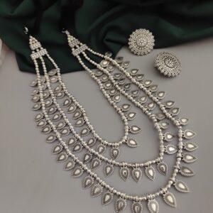 Oxidised 3 layer Necklace Earrings Set-3