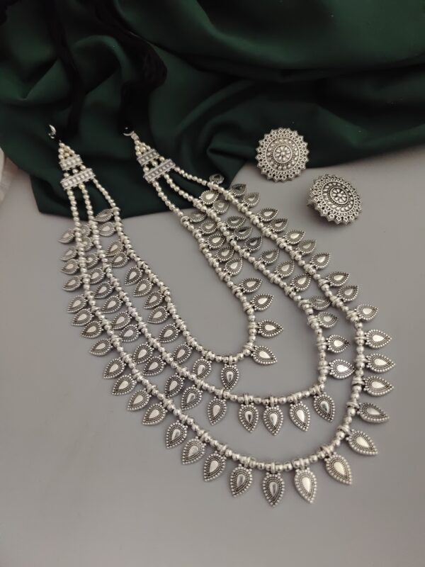 Oxidised 3 layer Necklace Earrings Set-3