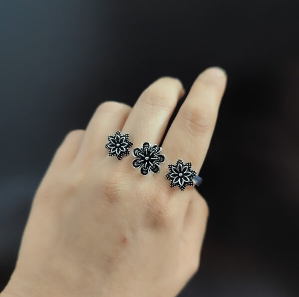 Oxidised Adjustable Finger Ring-1