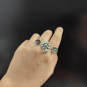Oxidised Adjustable Finger Ring-3