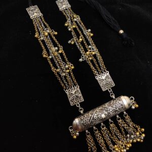 Oxidised Antique Two tone Long chain necklace for women