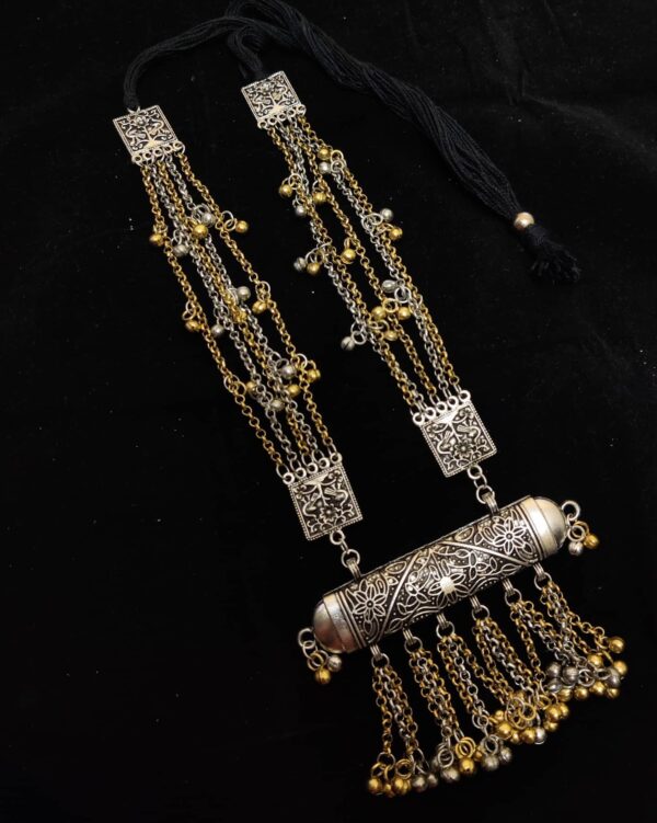 Oxidised Antique Two tone Long chain necklace for women