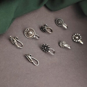Oxidised Clip on nosepin Pack of 8