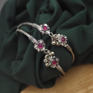 Oxidised Flower Foot Kada-1
