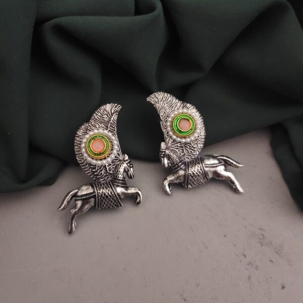 Oxidised Horse Stud Earrings