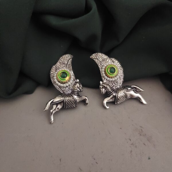 Oxidised Horse Stud Earrings - Image 2