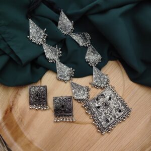 Oxidised Necklace Earrings Set
