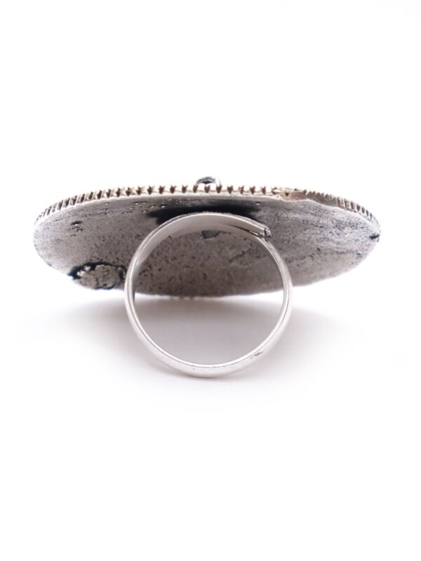 Oxidised Silver Boho Fashion Flower Ring for Everyday Glamour - Image 3