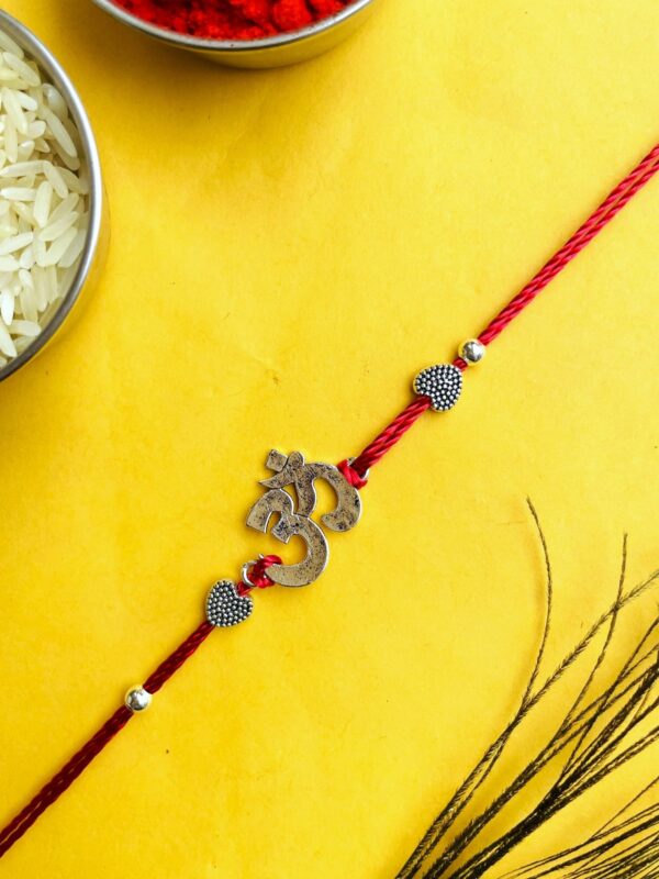 Oxidised Silver Divine OM Rakhi for Brothers