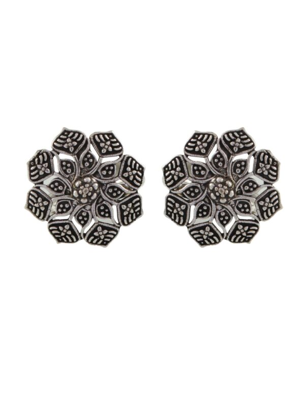 Oxidised Silver Floral Toe Ring for Women - Image 2