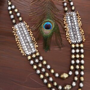 Oxidised Silver Fusion Multi-Layered Necklace Set