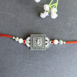 Oxidised Silver Ganpati Rakhi for Brother-1