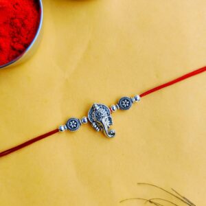 Oxidised Silver Ganpati Rakhi for Brother-2