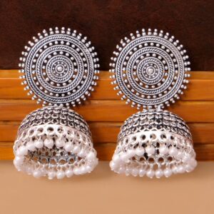 Oxidised Silver Jhumka Earrings
