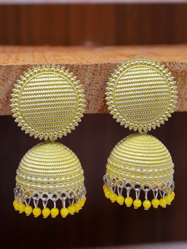 Oxidised Silver Mess Pattern Party Wear Jhumka Earrings for Women - Image 2