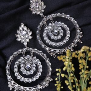 Oxidised Silver Multi Round Drop Earrings