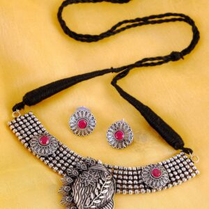 Oxidised Silver Shankh Design Jewellery Set for Women