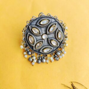 Oxidised Silver Statement Mirror Rings for Girls and Women