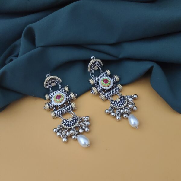 Oxidised Two Tone Earrings - Image 2