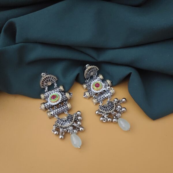 Oxidised Two Tone Earrings - Image 3