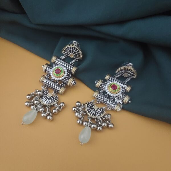 Oxidised Two Tone Earrings - Image 6