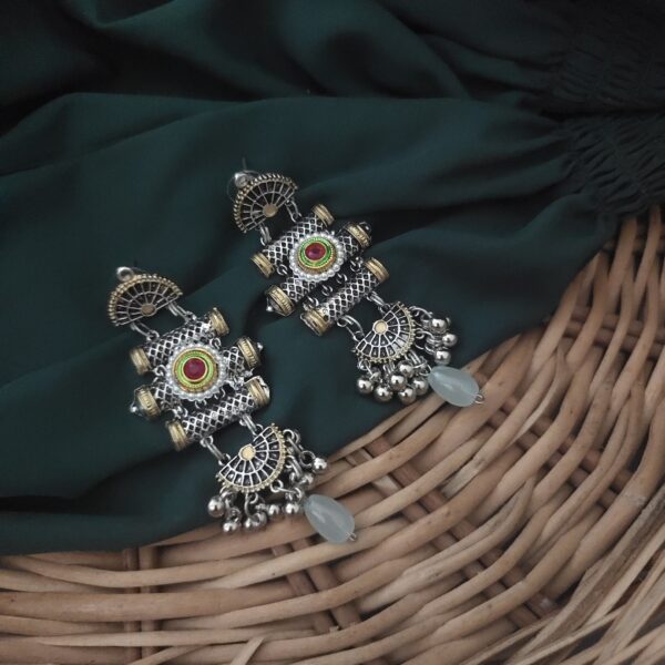 Oxidised Two Tone Earrings - Image 7
