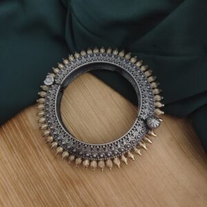 Oxidised Two tone Silver Replica Bangle-1
