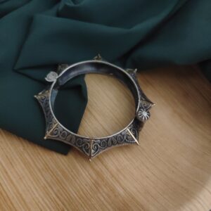 Oxidised Two tone Silver Replica Bangle-3