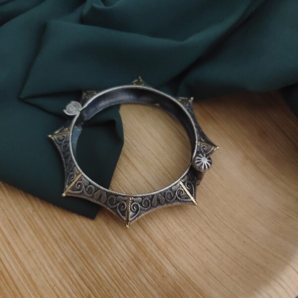 Oxidised Two tone Silver Replica Bangle-3