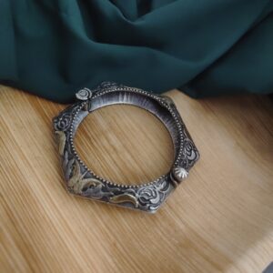 Oxidised Two tone Silver Replica Bangle-4