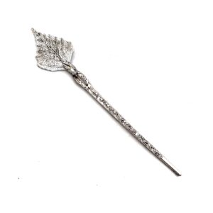 Oxidized Leaf Design german Silver Hair Bun Stick