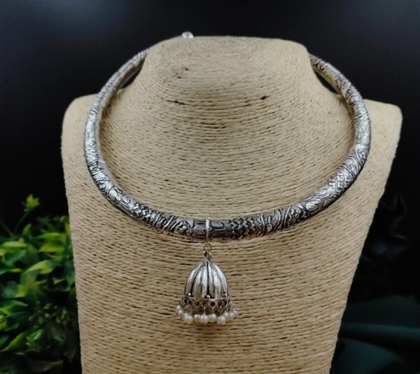 Oxidsed Jhumki Hasli Necklace