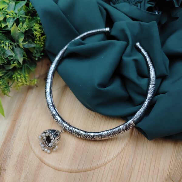 Oxidsed Jhumki Hasli Necklace - Image 2
