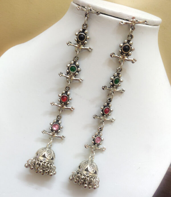 Oxidsed Multi colour Tassel Earring