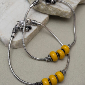 Padmaza silver oxidised anklet