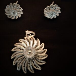 Parijat - Silver Filigree Earring pendant set