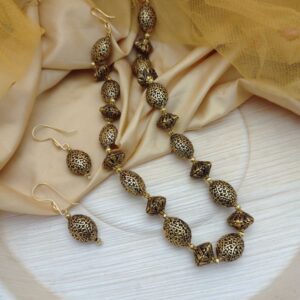 Party Gold Plated Beads Balls Necklace Earrings Set