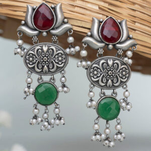 Pradnya Lotus Oxidised Earrings