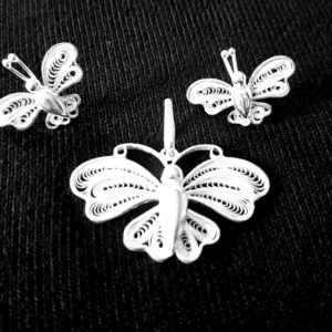 Prajapati - Silver Filigree Earring Pendant set