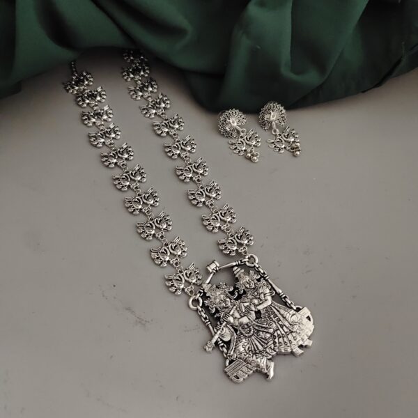 Radha Krishna Long Necklace Earrings Set - Image 2